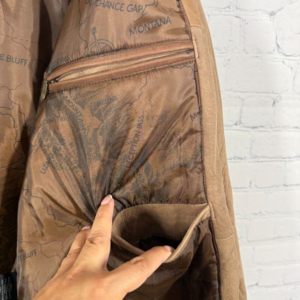 Vintage Roundtree & Yorke Leather Bomber Jacket Mens XL Brown Ranch Western Coat - Picture 9 of 16